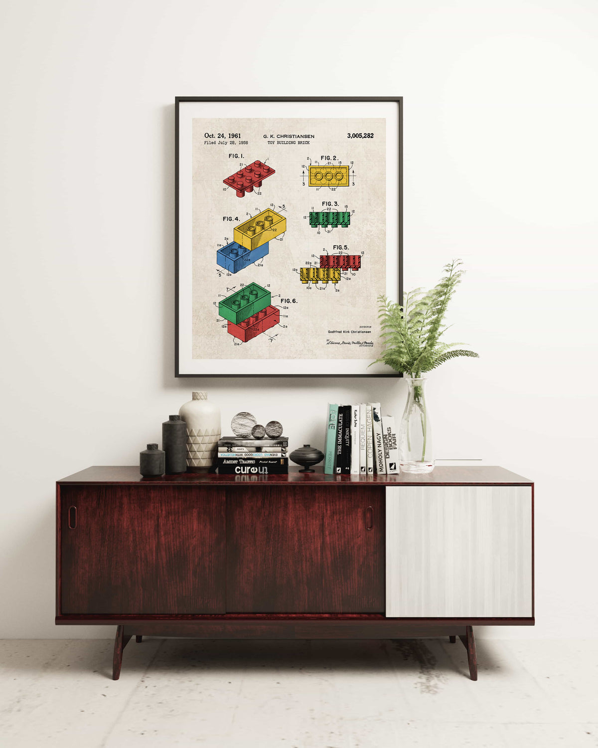 Toy Building Brick Patent Wall Art - Color