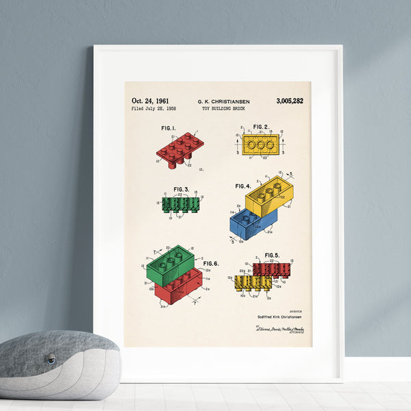 Toy Building Brick Patent Wall Art (4 Design Options) – Pediment