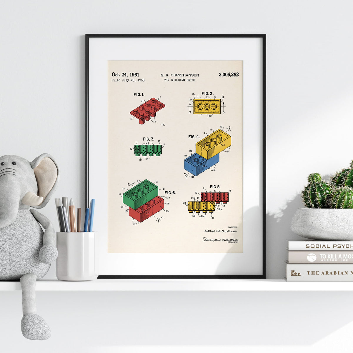 Toy Building Brick Patent Wall Art - Color