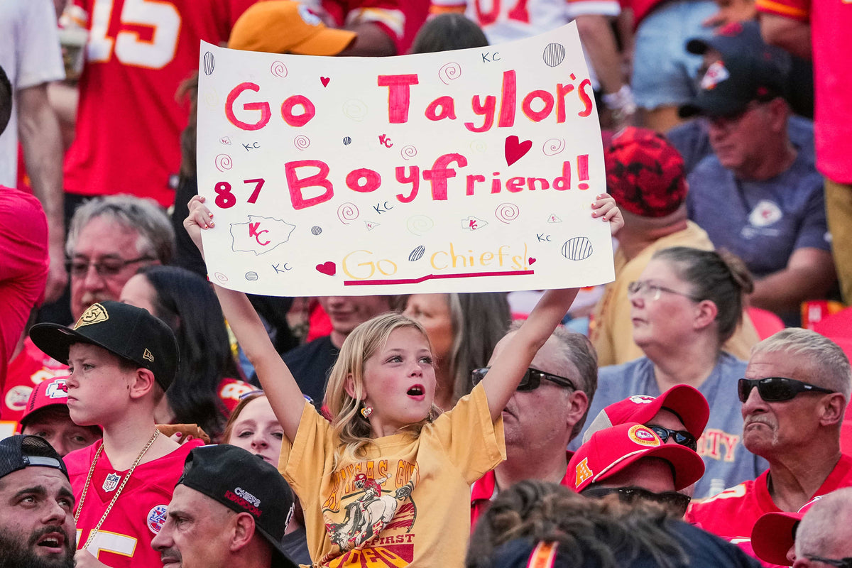 Kansas City Chiefs and Taylor Swift fans show support against the Cincinnati Bengals during the second half at GEHA Field at Arrowhead Stadium in Kansas City, Mo., on Sept. 15, 2024.Denny Medley / USA TODAY Network