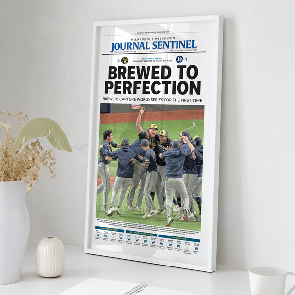 Brewers Brewed to Perfection Wall Art wall art mockup - Square framed room