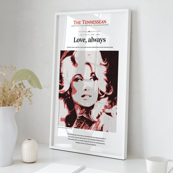Dolly Parton Love Always Front Page Wall Art wall art mockup - Square framed room