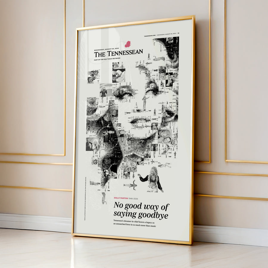 Dolly Parton No Good Way to Say Goodbye Tennessean Front Page Wall Art wall art mockup - Gallery wall square
