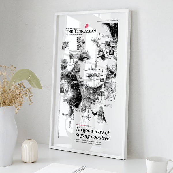 Dolly Parton No Good Way to Say Goodbye Tennessean Front Page Wall Art wall art mockup - Square framed room