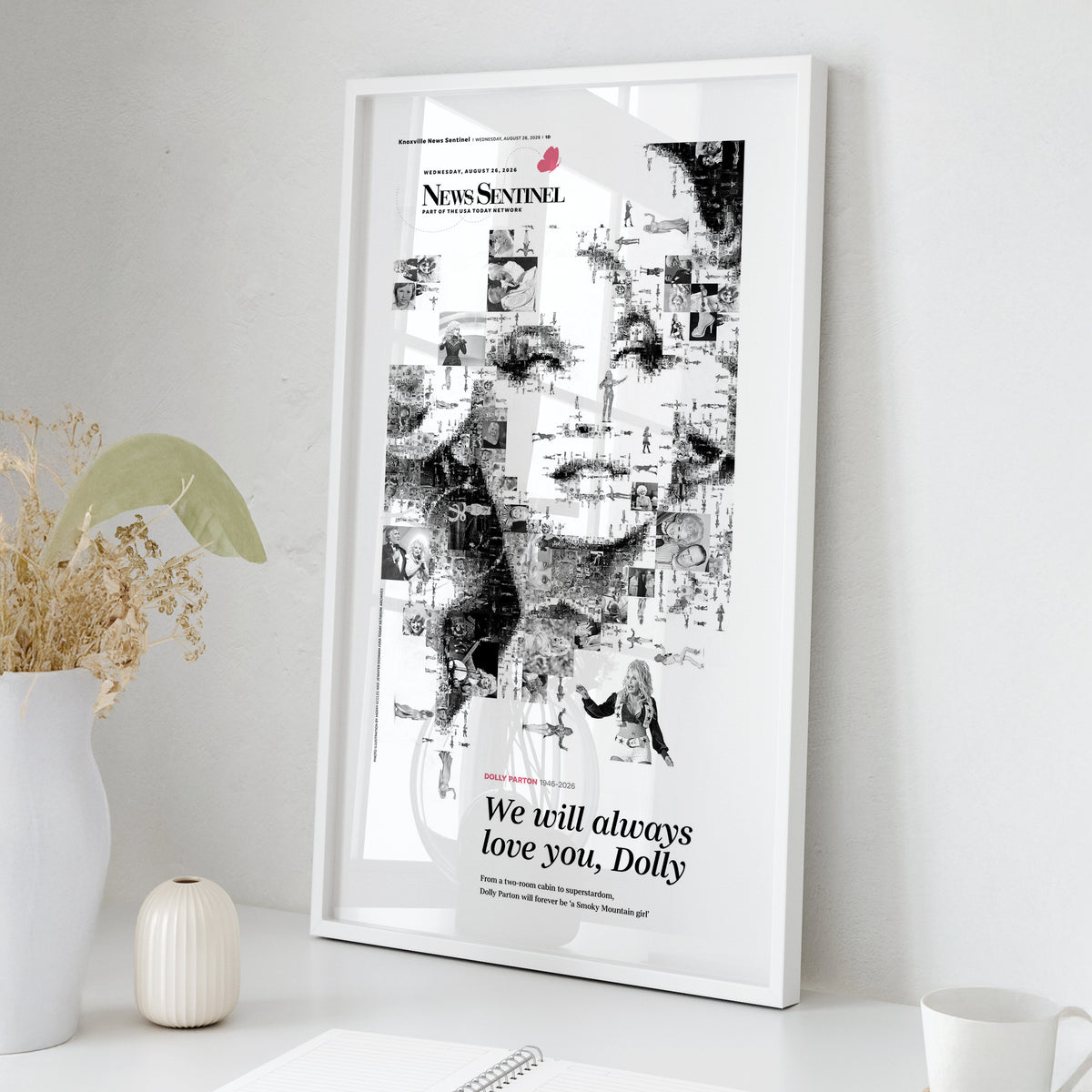 Dolly Parton No Good Way to Say Goodbye Knoxville Front Page Wall Art wall art mockup - Square framed room
