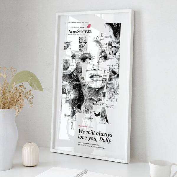 Dolly Parton No Good Way to Say Goodbye Knoxville Front Page Wall Art wall art mockup - Square framed room