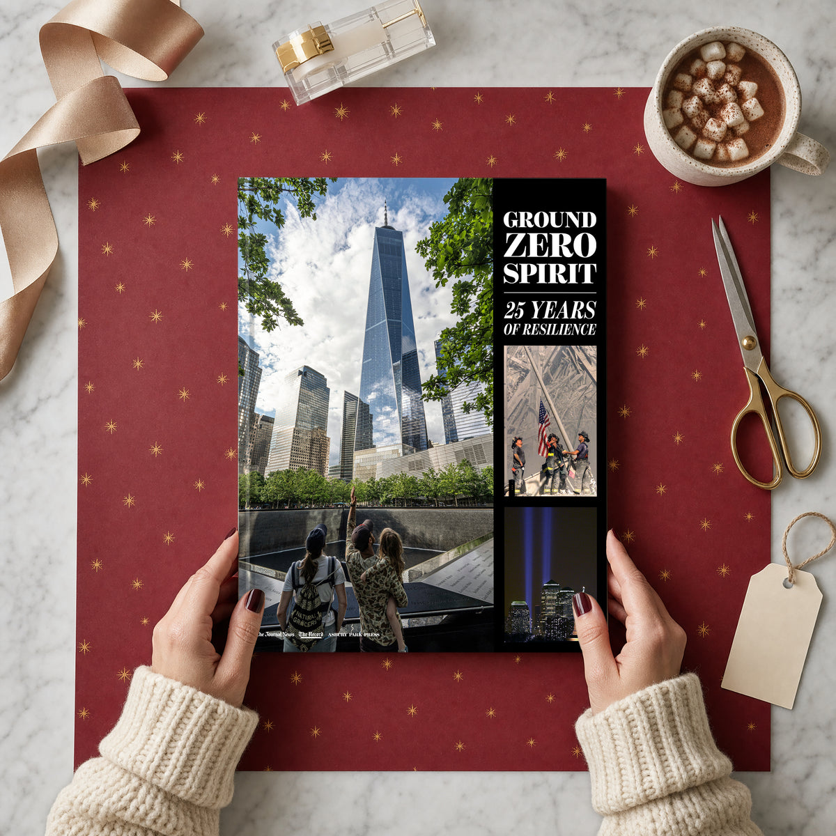 9/11 Anniversary book mockup - Gift wrapping portrait
