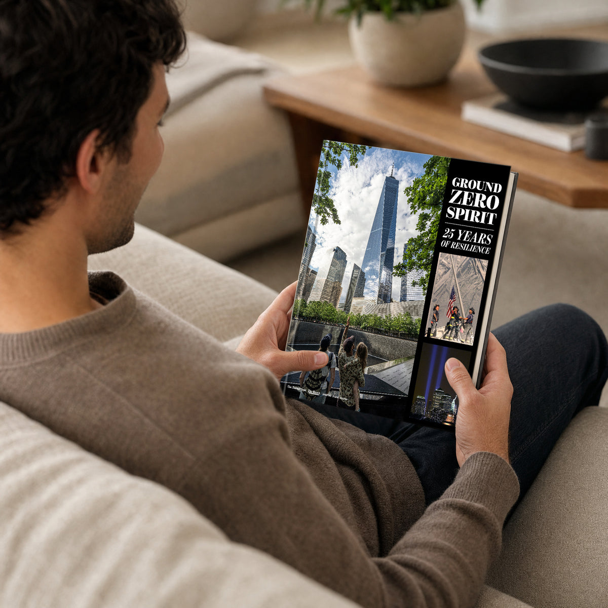 9/11 Anniversary book mockup - Lifestyle man hands portrait