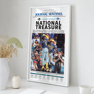 Milwaukee Brewers 2026 NL Champions Journal Sentinel Front Page Wall Art