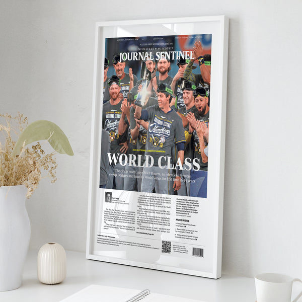 Milwaukee Brewers NL World Class Front Page Wall Art wall art mockup - Square framed room