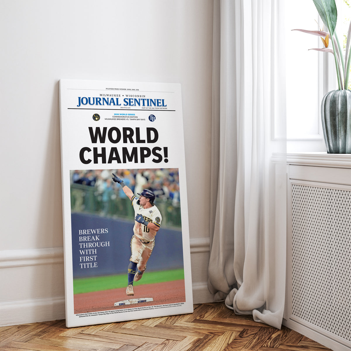 Milwaukee Brewers World Champs Stadium Edition wall art mockup - Desk wall square
