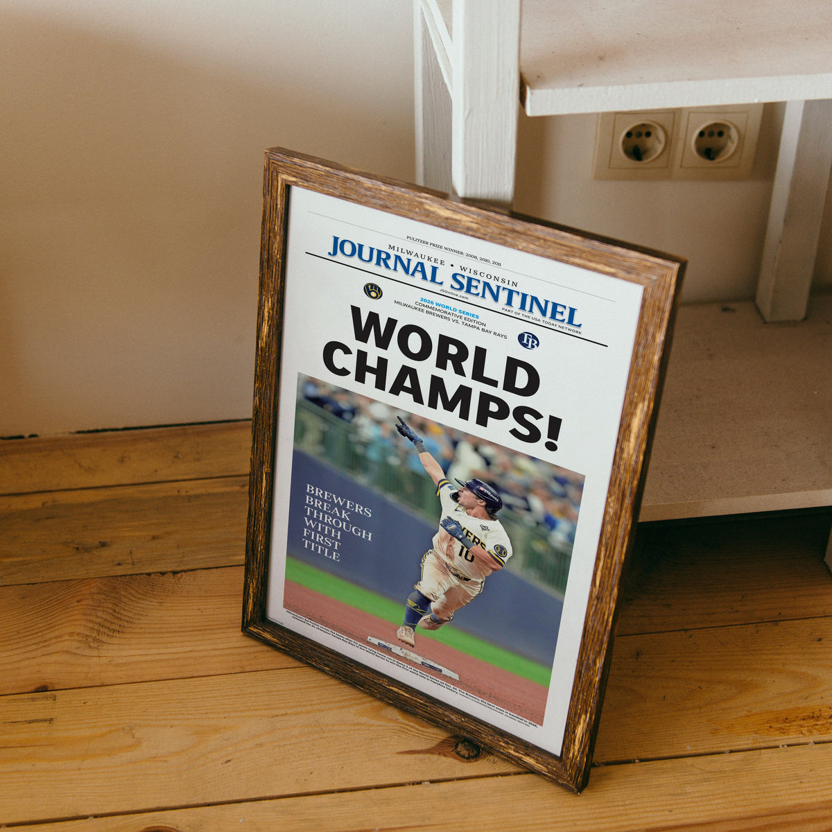 Milwaukee Brewers World Champs Stadium Edition wall art mockup - Framed detail square