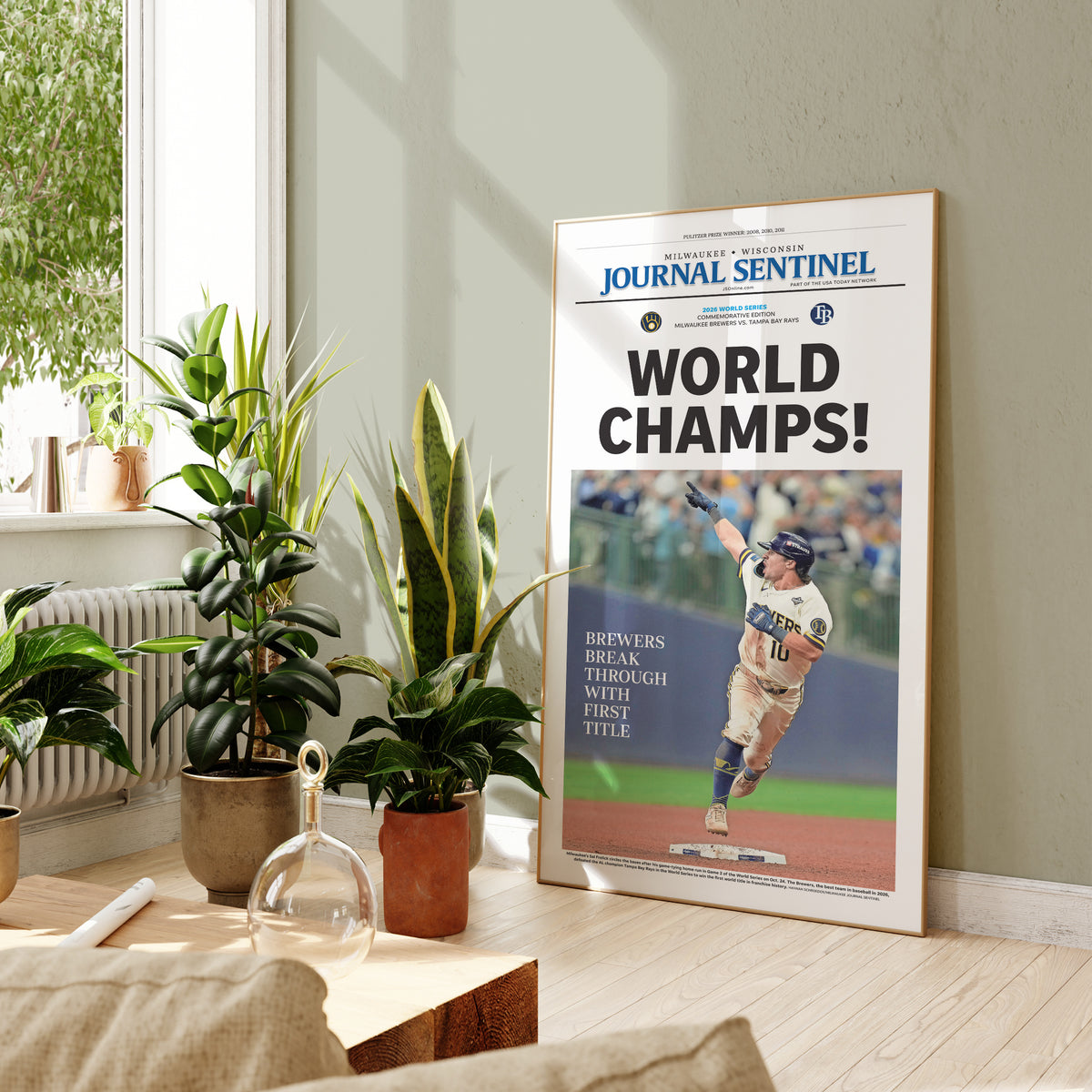 Milwaukee Brewers World Champs Stadium Edition wall art mockup - Shelf room square