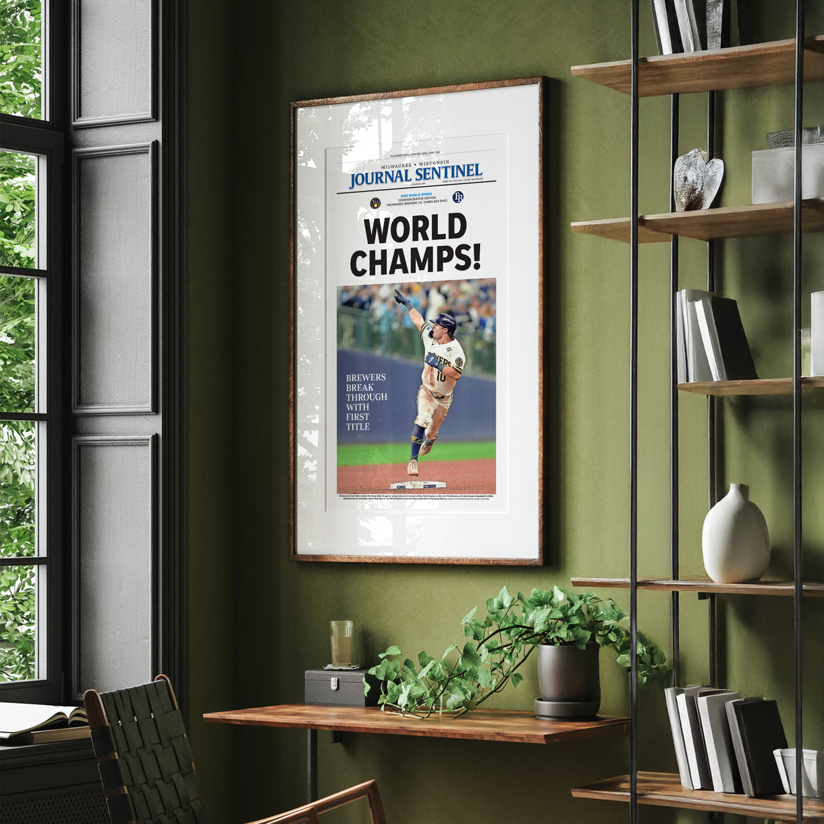 Milwaukee Brewers World Champs Stadium Edition wall art mockup - Single black frame