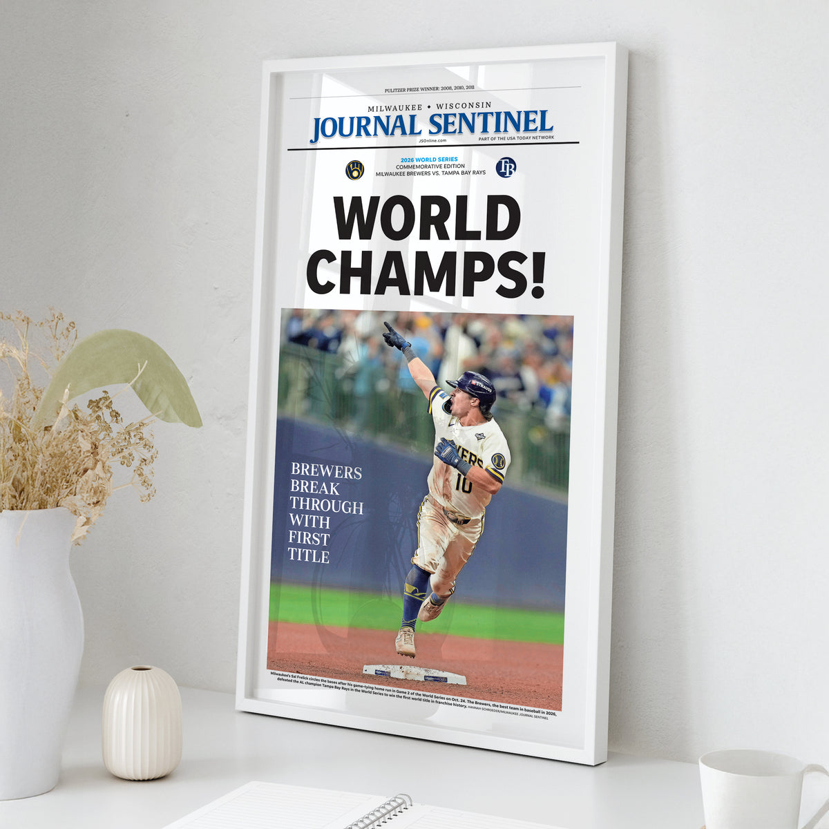 Milwaukee Brewers World Champs Stadium Edition wall art mockup - Square framed room