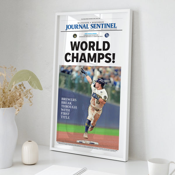 Milwaukee Brewers World Champs Stadium Edition wall art mockup - Square framed room