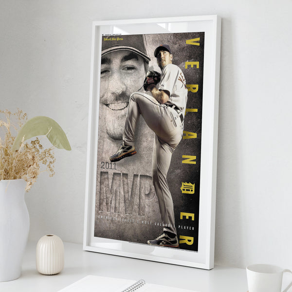 Verlander 2011 MVP Front Page Wall Art wall art mockup - Square framed room
