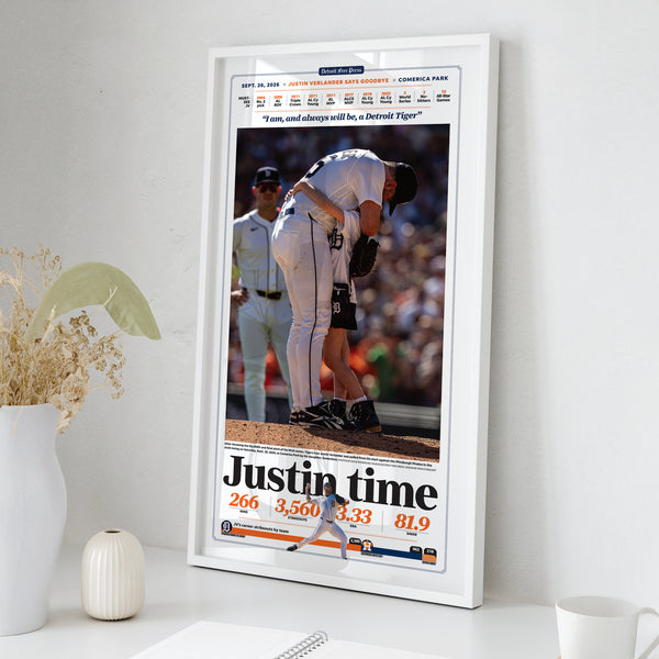 Verlander Justin Time Front Page Wall Art wall art mockup - Square framed room