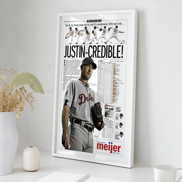 Verlander Justin-Credible Front Page Wall Art wall art mockup - Square framed room