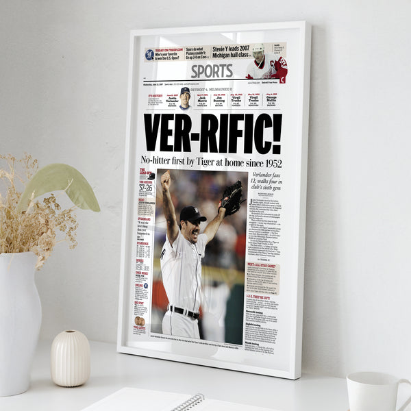 Verlander VER-RIFFIC Front Page Wall Art wall art mockup - Square framed room