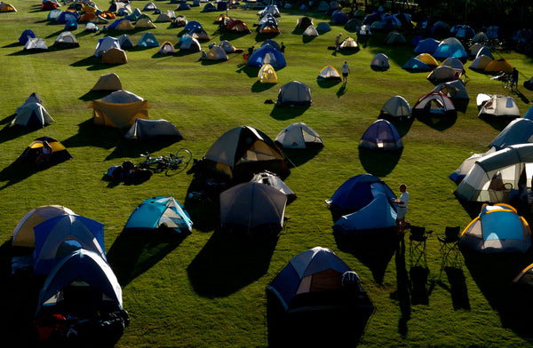 The 2,000 participants of the tour pitch their tents for the night at Montezuma-Cortez High School. Photos by Leah Bluntschli, The Denver Post