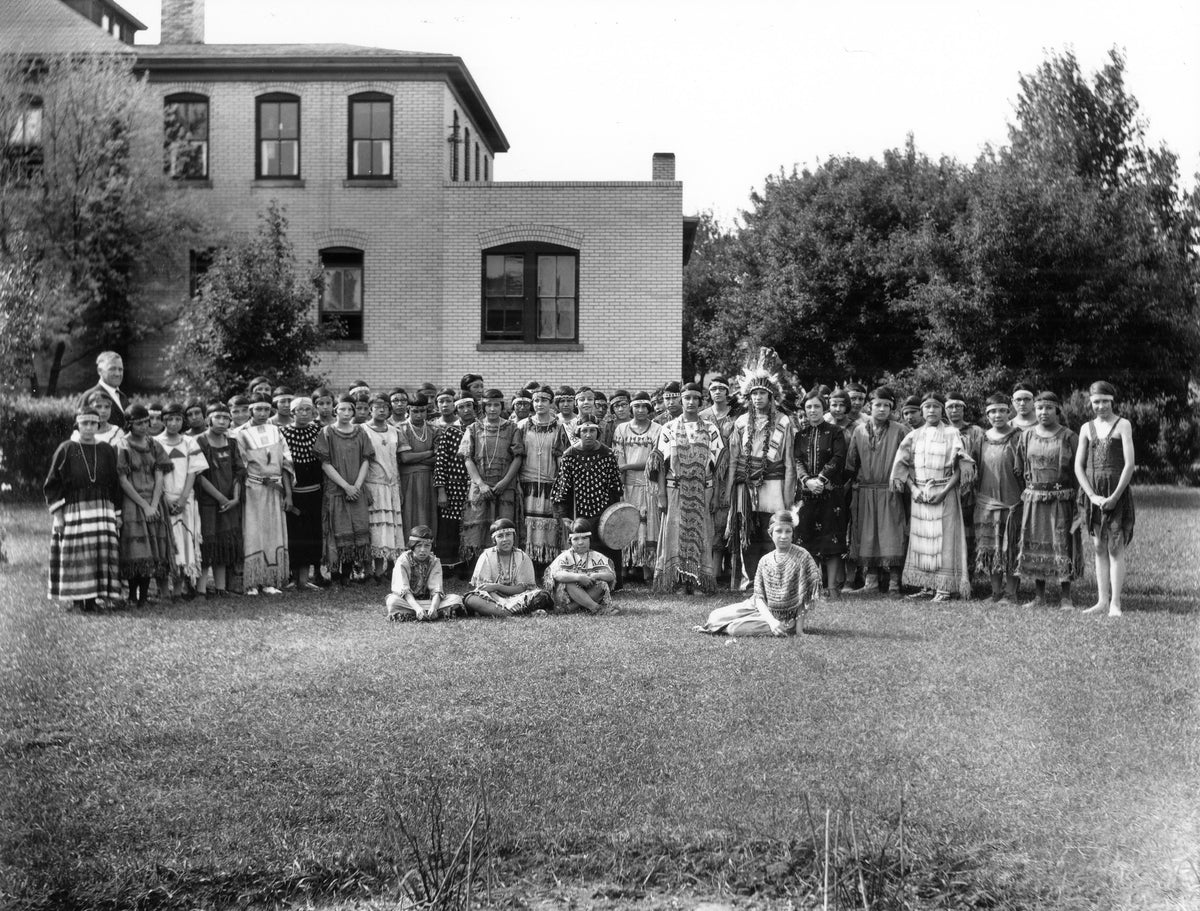 Students at the U.S. Indian School, Bismarck, 1926. Courtesy State Historical Society of North Dakota / #00200-6x8-00433