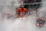 Cincinnati Bengals tight end C.J. Uzomah (87) is introduced before the first quarter during a Week 17 NFL game against the Kansas City Chiefs, Jan. 2, 2022, at Paul Brown Stadium in Cincinnati. Kareem Elgazzar/The Enquirer