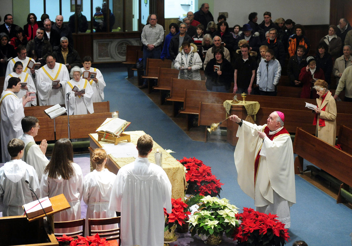 The Most Rev. Timothy A. McDonnell, bishop of the Roman Catholic Diocese of Springfield, blesses the altar with incense at St. Ann Church in West Springfield during the last church's final Mass on December 31, 2008. Courtesy Christopher Evans /The Republican