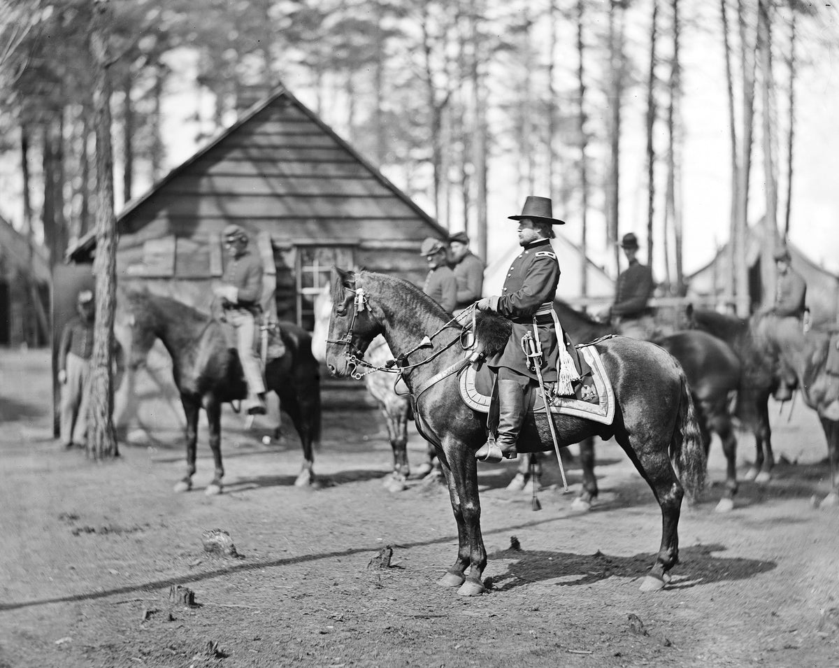 Gen. Rufus Ingalls on horseback, winter quarters at Brandy Station, April 1864. Courtesy Library of Congress / #LC-DIG-cwpb-04071