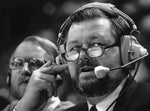 Joe Tait as he announces a Cavaliers game for WWWE, 1987. David I. Andersen / The Plain Dealer