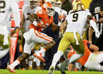 Clemson wide receiver Artavis Scott (3) turns upfield after catching a pass against Notre Dame. Sefton Ipock / Anderson Independent Mail