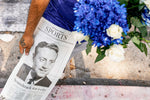 JD Redhouse was among many Dodger fans who brought what they could to Dodger Stadium in order to pay tribute to Vin Scully after his death. WESLEY LAPOINTE / LOS ANGELES TIMES