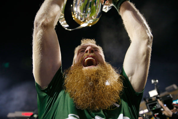 Nat Borchers (#7) celebrates after the Portland Timbers beat the Columbus Crew SC, 2-1,  to win the MLS Cup soccer championship at MAPFRE Stadium in Columbus, Ohio on on Dec. 6, 2015. Randy L. Rasmussen/Staff