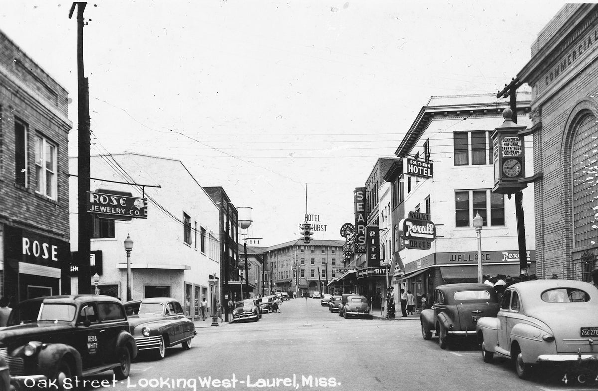 View of Oak Street, looking west, 1940s.