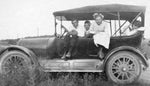 Eleanor, Catherine, and Elizabeth O'Dea pose with an unidentified young man in a 1916 Willys-Knight Model 84B Touring Car, circa 1920. This automobile was manufactured by the Willys-Overland Company in Toledo, Ohio. O'Dea-Potter Archive / South Madison History
