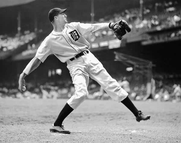 Schoolboy Rowe revs up to fire one to the plate in an Aug. 3, 1940 game at Briggs Stadium. Rowe pitched for the Tigers for parts of nine seasons. Not only was he a capable pitcher, he was also pretty good with the bat. In one game in 1935 he had a double, a triple, three singles and three RBI. For his career Rowe batted .263 and knocked in 153 runs. The Detroit News