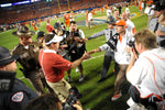 OU coach Bobv Stoops meets with Clemson coach Dabo Swinney after the Sooners' loss to the Tigers at the Orange Bowl Thursday, Dec. 31, 2015. (Kyle Phillips / The Transcript)