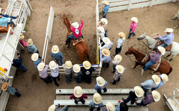 Bryce Davis, of Ovalo, Texas, prepares to leave Chute 9 while competing in the steer roping slack at Frontier Park, during the 125th Cheyenne Frontier Days. Michael Cummo / Wyoming Tribune Eagle