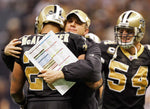 Saints coach Sean Payton hugs Deuce McAllister after a 3-yard TD run in the third quarter during the game between the New Orleans Saints and Green Bay Packers on November 24, 2008 at the Louisiana Superdome. Michael DeMocker / The Times-Picayune