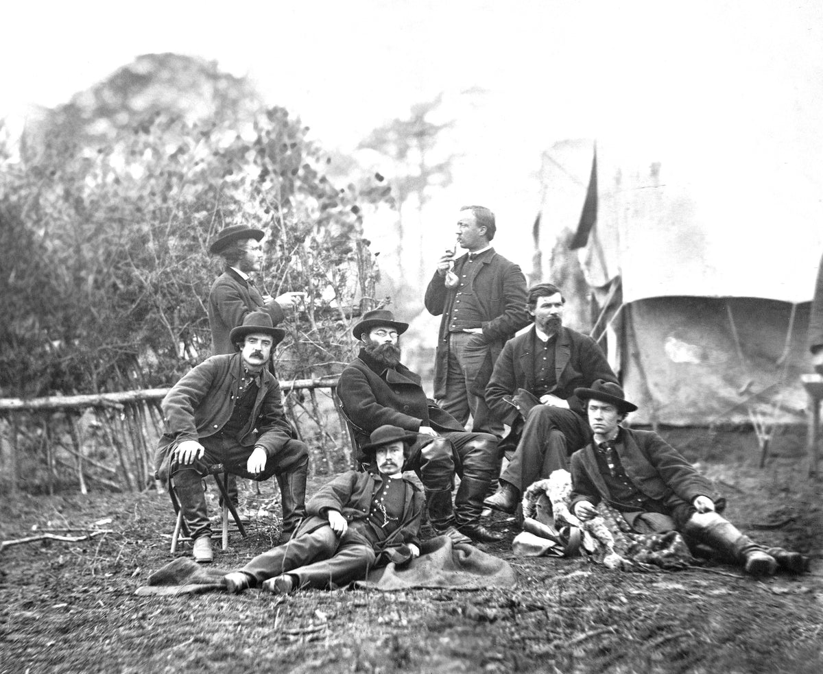 Assistant engineers at headquarters for Army of the Potomac, Brandy Station, January 1864. Courtesy Library of Congress / #LC-DIG-ppmsca-33029