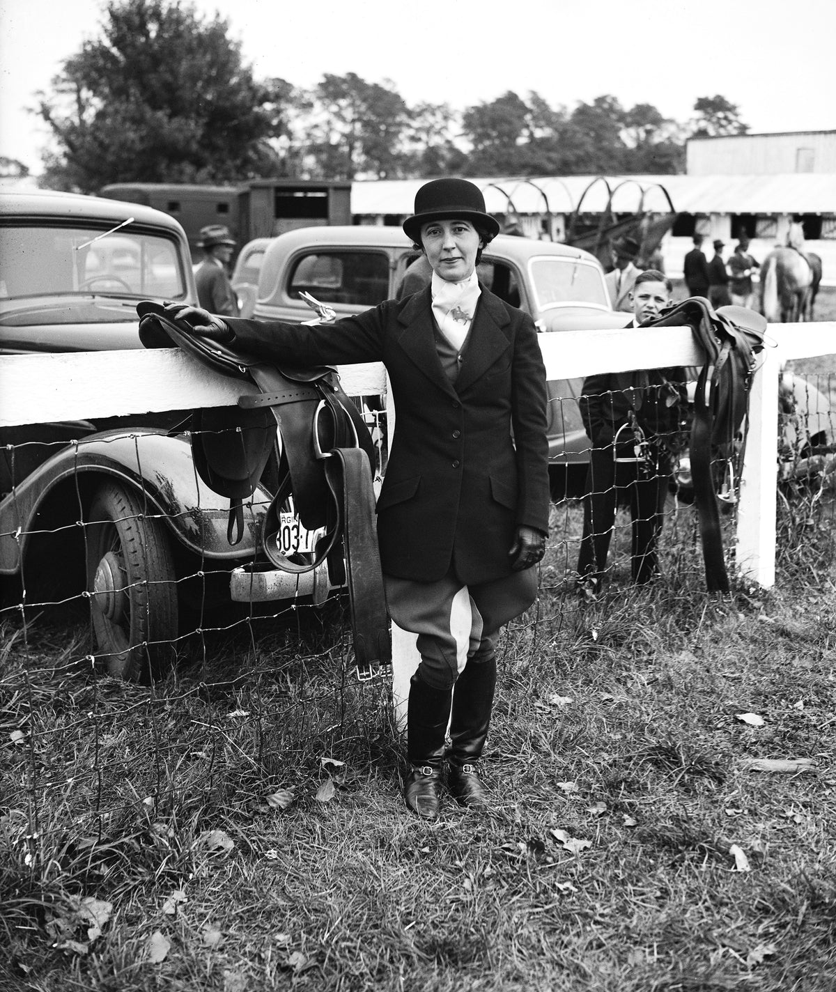 Mrs. A. K. B. Lyman, wife of Major Lyman, at Warrenton horse show, October 12, 1935. She won the international course over eight fences without wings. Courtesy Library of Congress / #LC-DIG-hec-39570