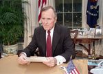 President Bush delivers an Address to the Nation regarding the dissolving of the Soviet Union, Oval Office of the White House, December 25, 1991. Photo Credit: George Bush Presidential Library and Museum
