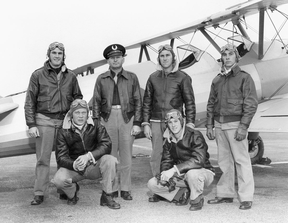 William Earl Noble and pilots at March Field, circa 1939. Courtesy Museum of Riverside, Gift of William Earl Noble