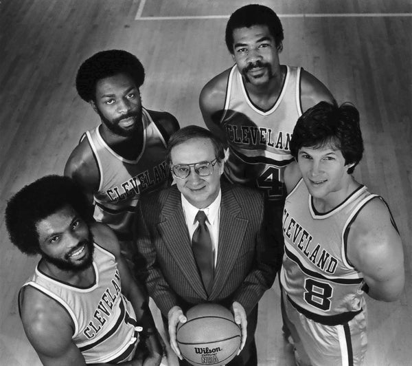 Cavs owner Ted Stepien and his $2 million worth of new players, from left, James Silas, Bob Wilkerson, James Edwards and Scott Wedman. Richard T. Conway / The Plain Dealer