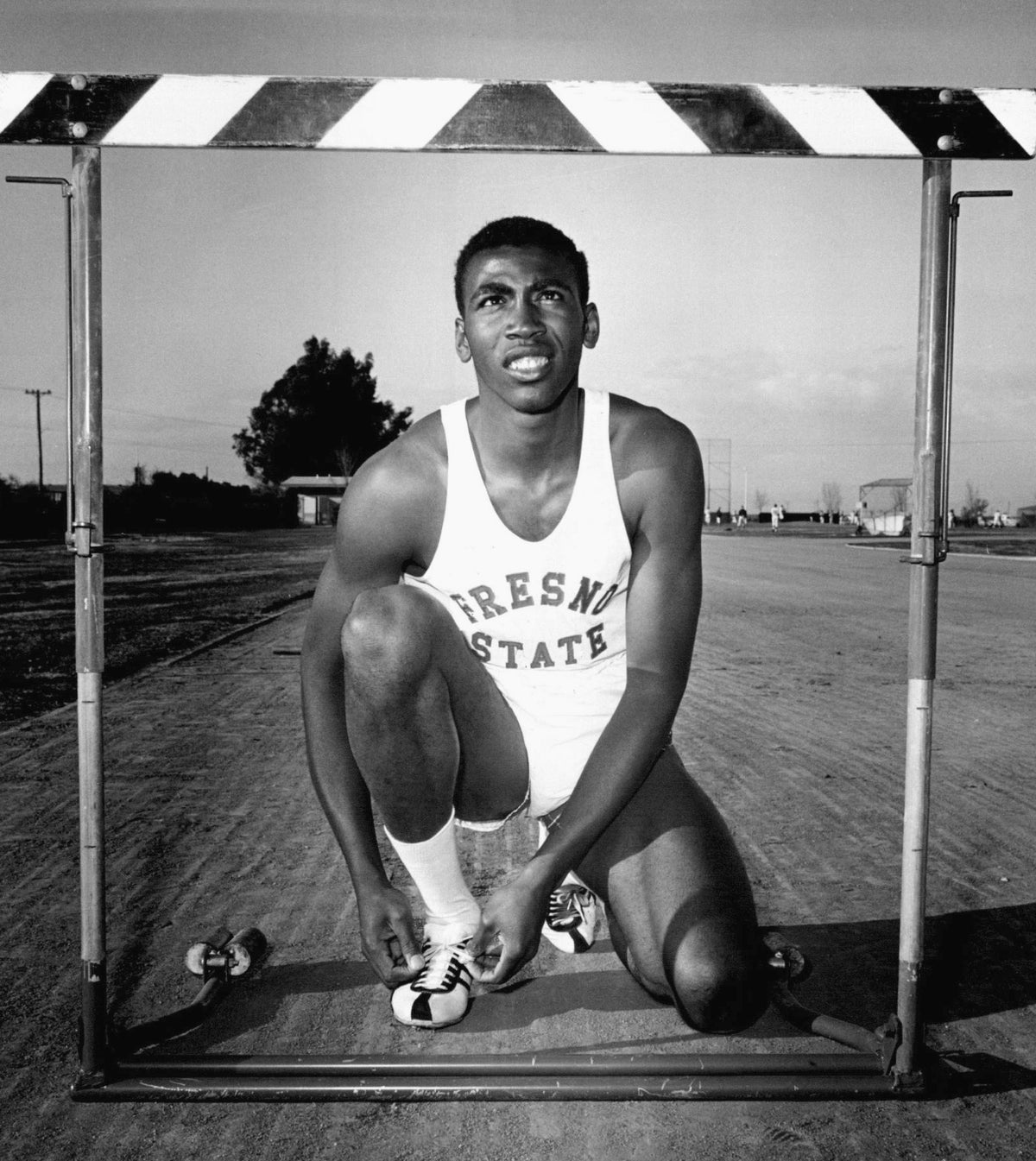 Fresno State College All-American hurdler and jumper Sid Nickolas, circa 1964. Courtesy The Fresno Bee