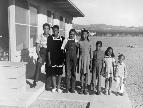 The family of Robert C. Williams, the first family to live in Carver Park, a segregated area of Henderson, 1943. The Williamses traveled from Arkansas to live in Henderson while Robert worked as a cell attendant for Basic Magnesium Inc. From left, Robert C. Williams, wife Rose Lee and children Theodore (14), Cleopatra (13), Roscoe (9), Clarice (5) and Yvonne (3). Courtesy HENDERSON LIBRARIES DIGITAL ARCHIVES