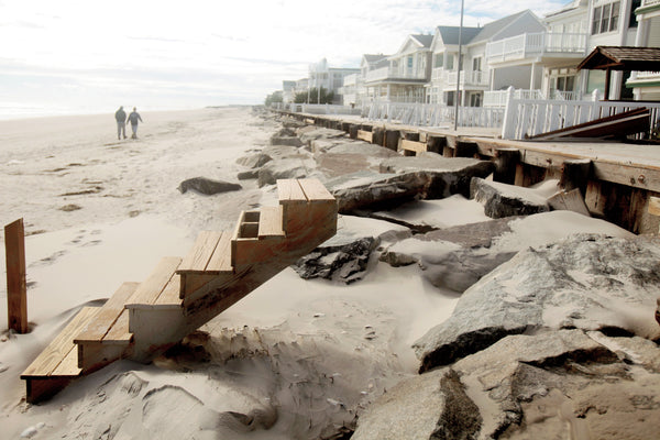 The stairs are the only thing remaining of the boardwalk in Ocean City. Aristide Economopoulos / The Star-Ledger