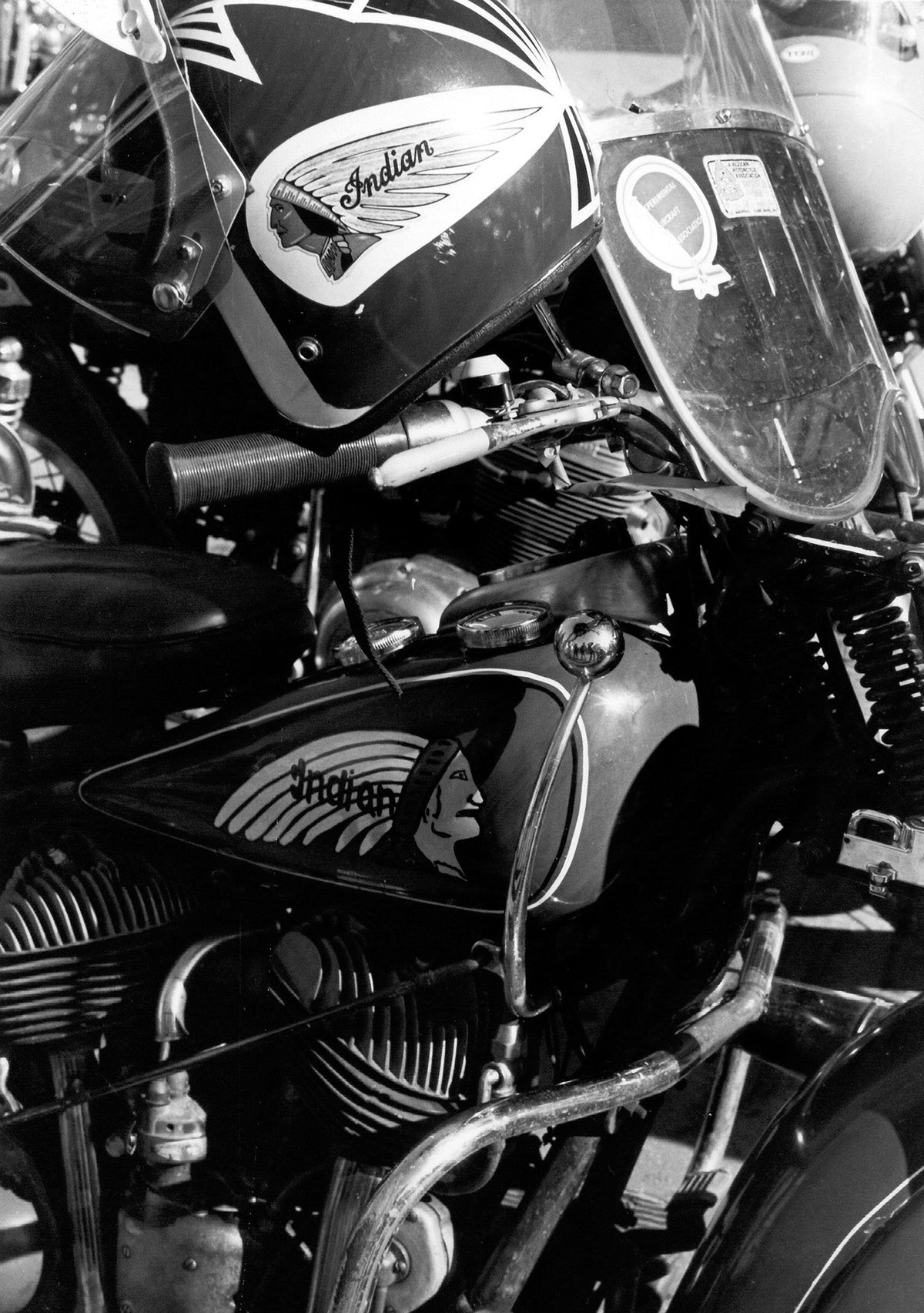 A 1968 Indian Warrior sits on Main Street in Sturgis during the rally.