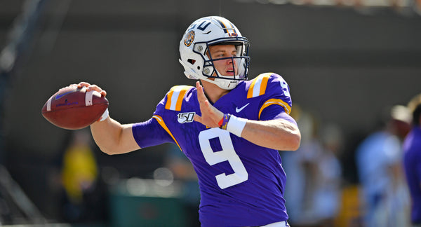 LSU quarterback Joe Burrow (9) warms up on the field before kickoff between LSU and the Commodores on Sept. 21, 2019, at Vanderbilt Stadium in Nashville, Tenn. Courtesy Hilary Scheinuk/The Advocate