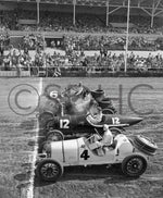 Racing at Del Mar racetrack, circa 1948. Auto racing was halted for eighteen years after the fatal death of Rex Mays in November 1949. Then it resumed in the Del Mar fairgrounds parking lots. CourtesySan Diego History Center (#94:19146-19)